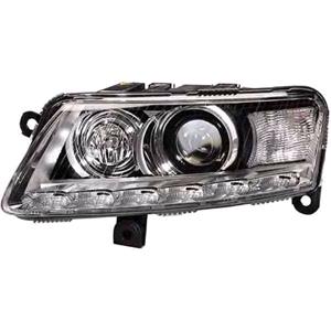 Lights, Left Headlamp (Xenon, With LED DRL, Takes D3S / H7 Bulbs, Supplied Without Motor) for Audi A6 2009 2011, 