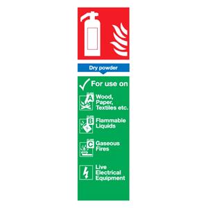 Site Safety, Dry Powder Extinguisher Sign   Rigid Polypropylene   300mm x 100mm, SIGNS & LABELS