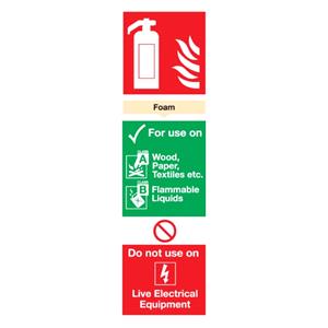 Site Safety, Foam Fire Extinguisher Sign   Rigid Polypropylene   300mm x 100mm, SIGNS & LABELS