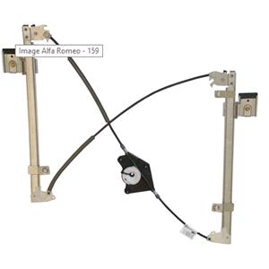 Window Regulators, Front Right Electric Window Regulator Mechanism (without motor) for ALFA ROMEO 159, 2005 2011, 4 Door Models, WITHOUT One Touch/Antipinch, holds a standard 2 pin/wire motor, AC Rolcar