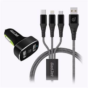 Phone Accessories, GadJet 3 in 1 Cable & 2 USB Car Charger Multipack, GadJet