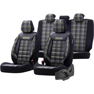Seat Covers, Premium Jacquard Leather Car Seat Covers GTI SPORT   Green Black For Peugeot 207 Saloon 2007 Onwards, Otom