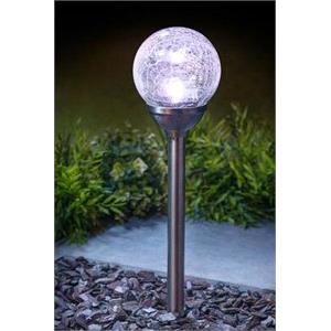 Garden Lights, 8cm Solar Crackle Glass Ball Stake Solar Light - Pack of 6, Streetwize