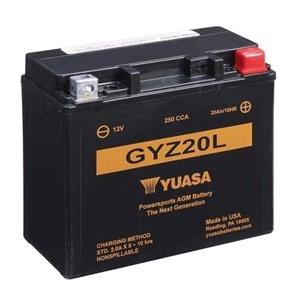 Motorcycle Batteries, Yuasa Motorcycle Battery   YTX High Performance GYZ20L 12V Battery, Wet Charged, Contains 1 Battery, Acid Filled and Charged, YUASA