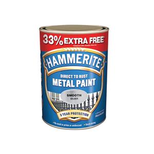 Uncategorised, Direct to Rust Smooth Finish Metal Paint Silver 750ml + 33%, Hammerite