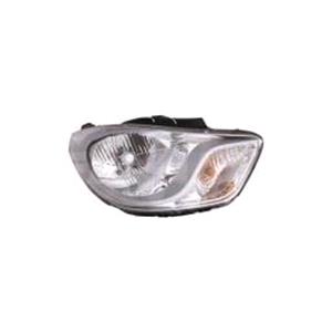 Lights, Right Headlamp (Halogen, Silver Bezel, Takes H4 Bulb, Supplied With Motor) for Hyundai i10 2011 2014, 