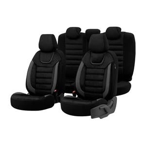 Seat Covers, Premium Suede Leather Car Seat Covers ICONIC LINE   Black Grey For Mitsubishi PAJERO SPORT III 2015 Onwards, Otom
