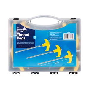 Camping Equipment, Screw in Threaded Heavy Duty Tent Pegs 7.4x185mm   Pack of 20, Streetwize