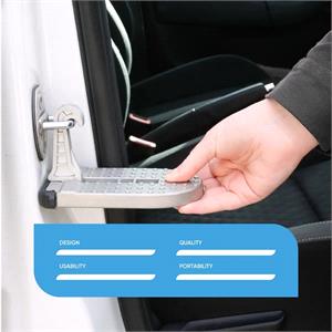 Foldable Aluminium Car Door Latch Step with Safety Hammer