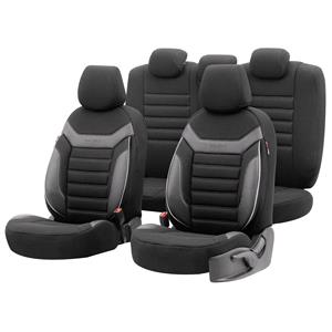 Seat Covers, Premium Lacoste Leather Car Seat Covers INDIVIDUAL SERIES   Black Grey For Seat LEON 2005 2012, Otom