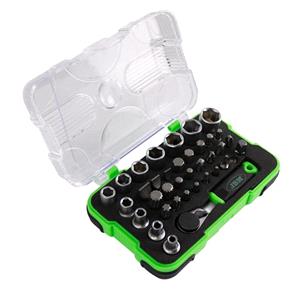 Socket Set, 38 Pcs Tool Case With 1/4" Mini Ratchet, 