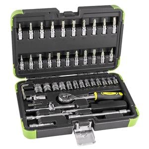 Socket Set, 46 Piece Tool Case With Hexagonal Sockets 1/4", 