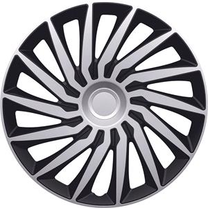 Hub Caps, Kendo Black Silver Premium 16 Inch Wheel Trim Set of 4 , Petex