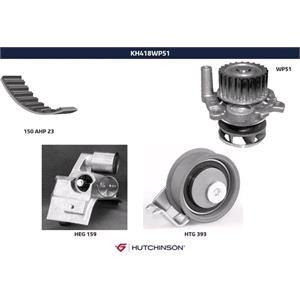 Timing Belts, Hutchinson Timing Belt Kit with Water Pump   K418WP51, HUTCHINSON