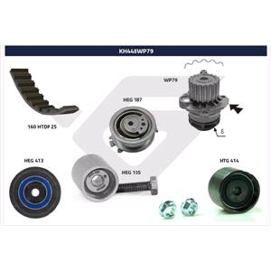 Timing Belts, Hutchinson Timing Belt Kit with Water Pump   KH448WP79, HUTCHINSON
