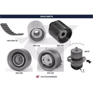 Timing Belts, Hutchinson Timing Belt Kit with Water Pump   K421WP79, HUTCHINSON