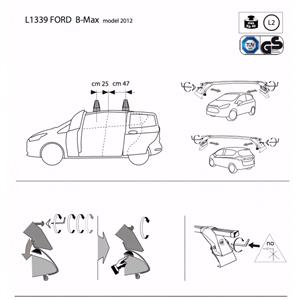 Complete set of aluminium roof bars, supplied with locks and keys