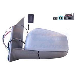 Wing Mirrors, Left Wing Mirror (electric, heated, power folding, primed cover, blind spot warning lamp, AM/FM aerial) for Volkswagen CADDY CALIFORNIA V Camper 2020 Onwards, 