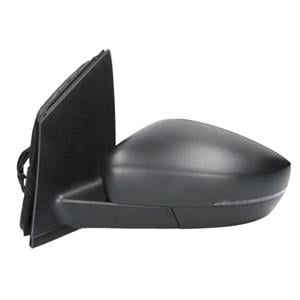 Wing Mirrors, Left Wing Mirror (manual mechanical, indicator, black cover, rectangular connector) for Volkswagen Polo 2009 2017, 