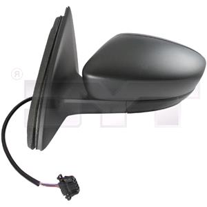 Wing Mirrors, Left Wing Mirror (electric, heated, black cover) for Skoda RAPID Spaceback, 2013 2017, 