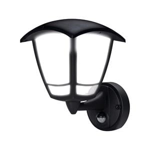 Garden Lights, Luceco IP44 Exterior LED 4 Panel Coach Latern with PIR   Black   8W, Luceco