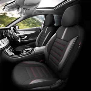 Seat Covers, Premium Lacoste Leather Car Seat Covers INDIVIDUAL SERIES   Black Red For Nissan MURANO 2007 2014, Otom