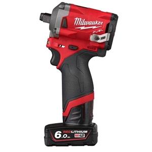 Impact Drivers and Wrenches, Milwaukee M12 FUEL 1/2" Sub Compact Cordless Impact Wrench with Friction Ring with 1x 6.0Ah Battery, Milwaukee