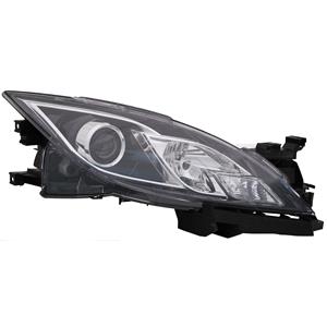Lights, Right Headlamp (Halogen, Takes H11 / H9 Bulbs,  With Black Bezel, Supplied Without Motor) for Mazda 6 Estate 2008 2010, 