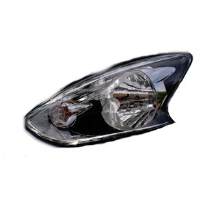 Lights, Left Headlamp (Halogen, Black Bezel, Takes H4 Bulb, Supplied With Motor) for Nissan MICRA IV 2013 on, 