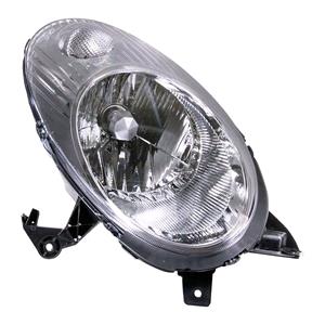 Lights, Right Headlamp (Electric Adjustment, Silver Bezel, Supplied Without Motor) for Nissan MICRA 2003 2005, 