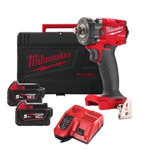Impact Drivers and Wrenches, Milwaukee M18 FUEL 3/8" Cordless Impact Wrench with 2x5.0Ah Batteries, Milwaukee
