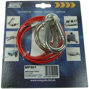 Towing Accessories, Maypole Breakaway Cable   Plastic Coated   Red, MAYPOLE