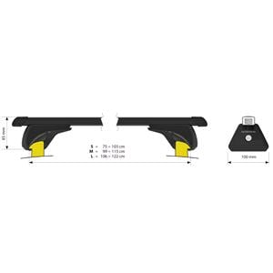 Complete set of steel roof bars, supplied with locks and keys