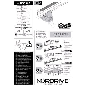 Roof Racks and Bars, Fitting kits (fix points)   3 bars, NORDRIVE