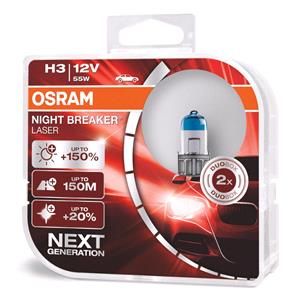 Bulbs   by Bulb Type, Osram Night Breaker Laser 12V 55W H3 +150% Brighter Bulb   Twin Pack, Osram