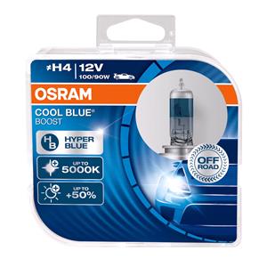 Bulbs - by Bulb Type, Osram 12V 100/90W Cool Blue Boost Off Road H4 Bulbs - Twin Pack, Osram