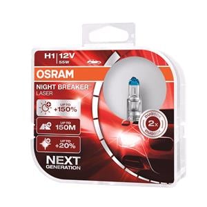 Bulbs   by Bulb Type, Osram 12V 55W Night Breaker Laser H1 Bulbs   150% Brighter   Twin Pack, Osram