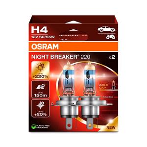 Uncategorised, 12V Night Breaker 220   H4   60/55W   P43t   2 pcs    Box, Osram