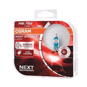 Bulbs   by Bulb Type, Osram 12V 35W Night Breaker Laser H8 Bulbs   150% Brighter   Twin Pack, Osram
