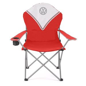 Gifts, Official Volkswagen Campervan Deluxe Padded Camping Chair - Red, Volkswagen