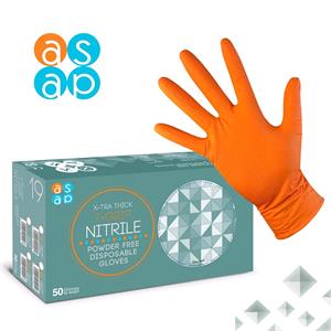 Gloves, GRIP Gloves X TRA Thick Orange T Grip Nitrile Disposable Gloves (50)   Extra Large, ASAP Innovations