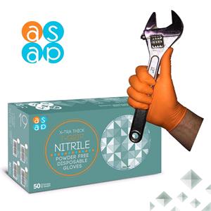 GRIP Gloves X-TRA Thick Orange T-Grip Nitrile Disposable Gloves (50) - Extra Large