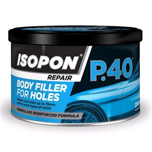 Body Repair and Preparation, ISOPON P40 Fibreglass Body Filler for Holes   250ml, ISOPON