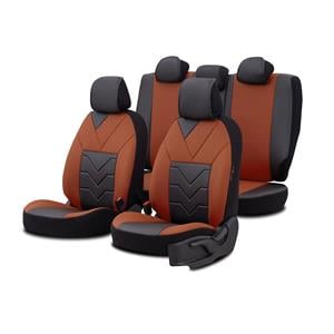 Seat Covers, Pangea Artificial Leather Car Seat Covers   Black and Tobacco For Nissan ALMERA Mk II Saloon 2000 2006, Otom