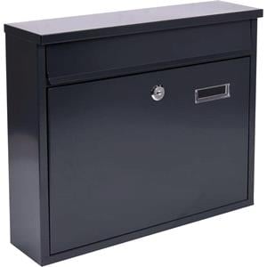 Post Boxes, Wall Mounted Steel Post Box - Black , 