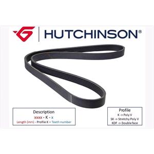 V ribbed Belts, (Hutchinson) PSA/Opel/Toyota V Belt, Length: 1073 mm, 6 Ribs , HUTCHINSON