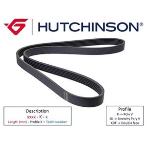 V ribbed Belts, V Belt, Length: 850 mm, 5 Ribs , HUTCHINSON