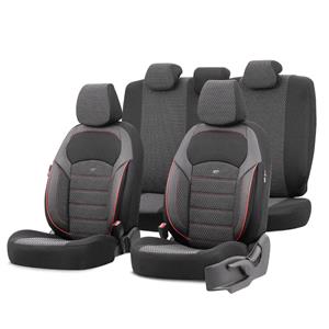Seat Covers, Premium Lacoste Leather Car Seat Covers NOVA SERIES   Black Red, Otom