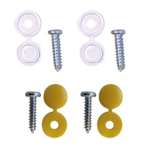 Number Plate Fixings, Wot Nots Number Plate Caps & Screws   White & Yellow   Pack Of 4, WOT NOTS