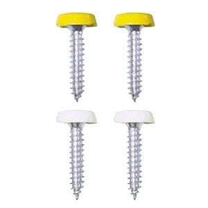 Number Plate Fixings, Wot Nots Number Plate Plastic Top Screws   White & Yellow   Pack Of 4, WOT NOTS